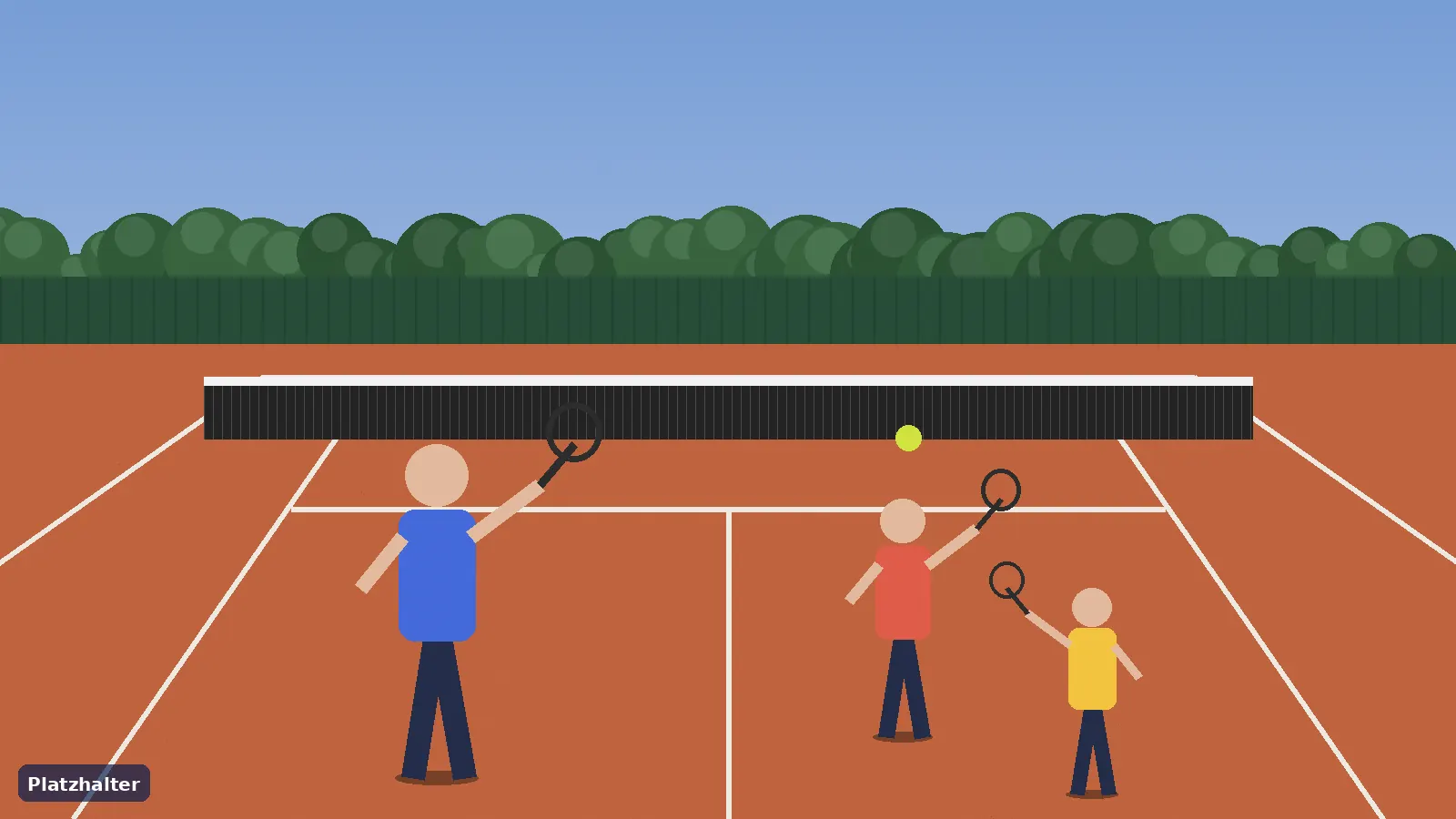 Kinder und Erwachsene spielen gemeinsam auf einem Sandplatz